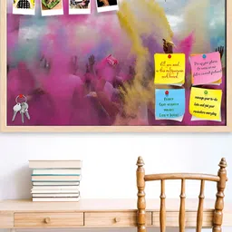 ArtzFolio Camel Brown Holi Festival Wooden Bulletin Board With Sticky Notes-65