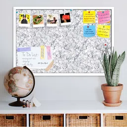 ArtzFolio White Bright Monochrome Printed Wooden Bulletin Board With Sticky Notes-image-85