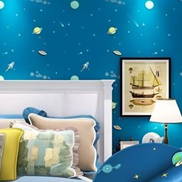 Jaamso Royals Blue & Yellow Planet Printed Self Adhesive Wall Sticker-picture-3