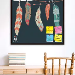 ArtzFolio Brown & Yellow Printed Wooden Bulletin Board & Sticky Notes Wall Hangings Decor-33
