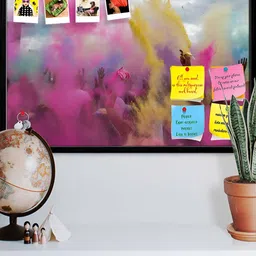 ArtzFolio Black Holi Festive India Printed Wooden Bulletin Board With Sticky Notes-image-39