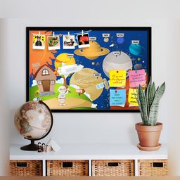 ArtzFolio Blue & Yellow Astronaut Planet System Printed Wooden Wall Hanging Decor-17