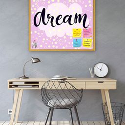 ArtzFolio Gold Toned & Pink Printed Wooden Bulletin Board With Sticky Notes-image-92