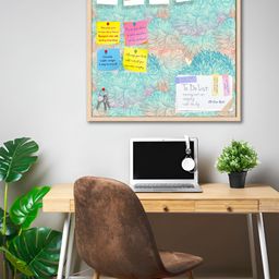 ArtzFolio Camel Brown Vintage Cloudy Printed Wooden Bulletin Board With Sticky Notes-34