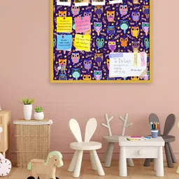 ArtzFolio Purple Owl Printed Wooden Bulletin Board With Sticky Notes-13