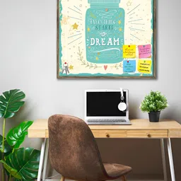 ArtzFolio Brown Everything Starts With A Dream Printed Wooden Bulletin Board With Sticky-image-86