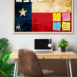 ArtzFolio Camel Brown & Beige Colorblocked Wooden Bulletin Board-51