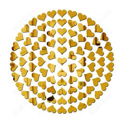 Wall1ders Gold Toned 100 Pieces Heart Shaped Acrylic Wall Stickers-17