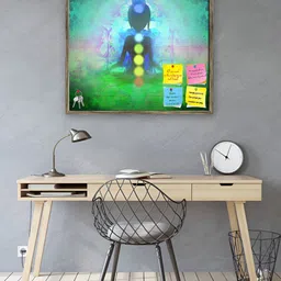 ArtzFolio Green & Blue Yoga Pose Printed Wooden Wall Hanging Decor-24