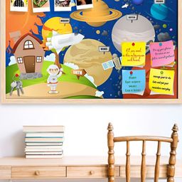 ArtzFolio Camel Brown Astronaut & Planet System Printed Wooden Bulletin Board-picture-1