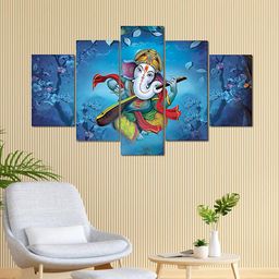 Kuber Industries Blue 10 Pieces Ganesha Wall Paintings-30