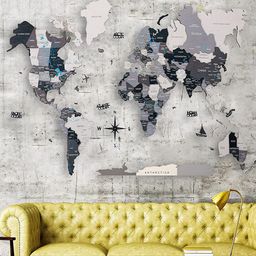 The Art House Blue & Grey 3D Wooden World map Wall Decor-image-14