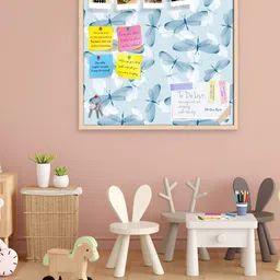 ArtzFolio Camel Brown Butterflies Printed Wooden Bulletin Board With Sticky Notes-7