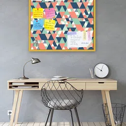 ArtzFolio Green & Blue Triangle Printed Wooden Bulletin Board With Sticky Notes-22
