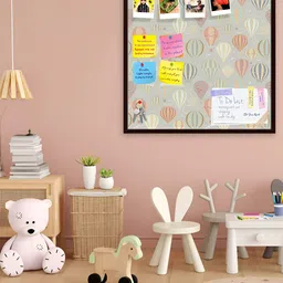 ArtzFolio Grey & Brown Printed Wooden Bulletin Board With Sticky Notes-0