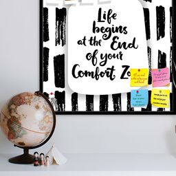 ArtzFolio Black Life Begins At The End Of Your Comfort Zone Printed Wooden Bulletin Board-44