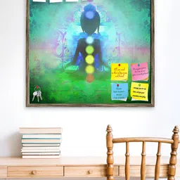 ArtzFolio Green & Blue Yoga Pose Printed Wooden Bulletin Board With Sticky Notes-image-8
