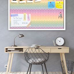 ArtzFolio Pink Wavey Printed Wooden Bulletin Board With Sticky Notes-36