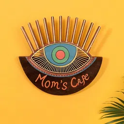 AAKRITI ART CREATIONS Brown & Blue Handcrafted Mom's Cafe Totem for Kitchen Wall Decor-image-38