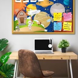 ArtzFolio Blue Wooden Bulletin Board with Sticky Notes Push Pins & Wall Nails-image-48