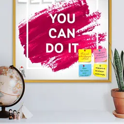 ArtzFolio Gold & White You Can Do It Printed Wooden Bulletin Board With Sticky Notes-image-87