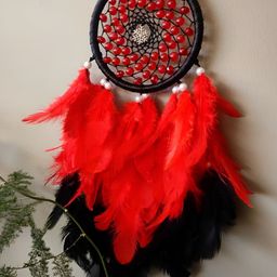 UVID ART AND CRAFT SUPPLIES Red & Black Feathers Hanging Windchimes-5