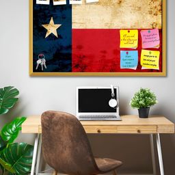 ArtzFolio Gold Toned & Red Vintage Texan Flag Printed Wooden Bulletin Board-55