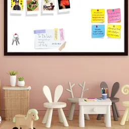 ArtzFolio Brown Whites Family White Colour Printed Wooden Bulletin Board With Sticky Notes-31