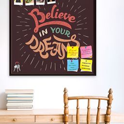 ArtzFolio Brown & Yellow Printed Wooden Bulletin Board & Sticky Notes Wall Hangings Decor-27