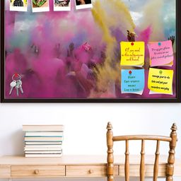 ArtzFolio Purple & Brown Printed Wooden Bulletin Board With Sticky Notes-35
