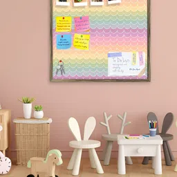 ArtzFolio Brown Wavey Printed Wooden Bulletin Board With Sticky Notes-21