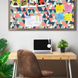 ArtzFolio Brown Colorful Triangles Printed Wooden Bulletin Board With Sticky Notes-picture-19