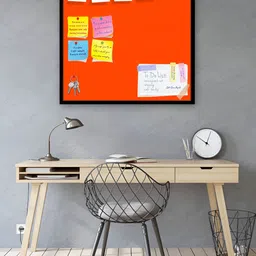 ArtzFolio Orange Coloured & Black Wooden Bulletin Board With Sticky Notes-9