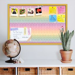 ArtzFolio Yellow Wavey Printed Wooden Bulletin Board With Sticky Notes-16