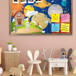 ArtzFolio Blue & Beige Planet System Printed Wooden Bulletin Board With Sticky Notes-image-5