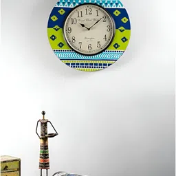 vedas Blue & White C-Zubin Printed Wood  Wall Clock-image-9