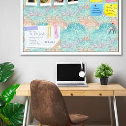 ArtzFolio White Vintage Cloudy Printed Wooden Bulletin Board With Sticky Notes-7