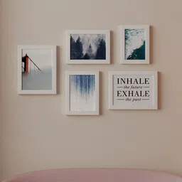 Art Street White & Blue 5 Pieces Inhale - Exhale Painting Wall Arts-image-81