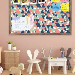 ArtzFolio Blue & Pink Printed Wooden Bulletin Board With Sticky Notes-47