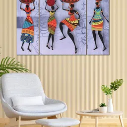 Kuber Industries Grey & Orange 9 Pieces Traditional Wall Paintings-54