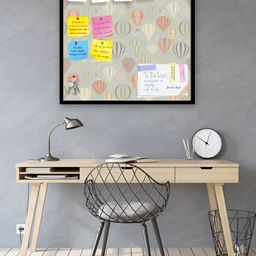 ArtzFolio Brown Air Balloons Printed Wooden Bulletin Board With Sticky Notes-17