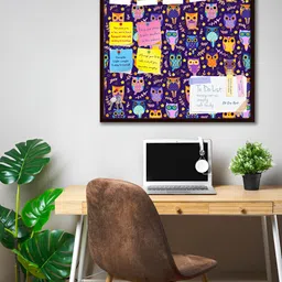 ArtzFolio Purple Owl Printed Wooden Bulletin Board With Sticky Notes Wall Hanging Decor-54
