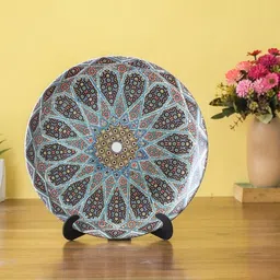 The Decor Mart Blue & Green Turq Tomb Printed Ceramic Wall Plate-24