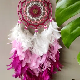 UVID ART AND CRAFT SUPPLIES Pink & White Feathers Hanging Windchimes-picture-3