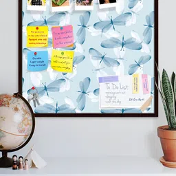 ArtzFolio Brown & Blue Printed Wooden Bulletin Board Wall Decor-12