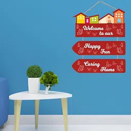 Kaameri Bazaar Red Wooden Welcome Home Quote Wall Hanging-27