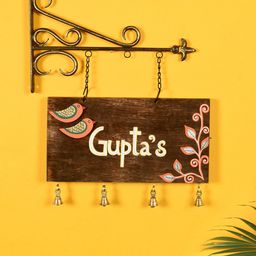 AAKRITI ART CREATIONS Brown Name Board Wall Decor with Metal Stand-image-98