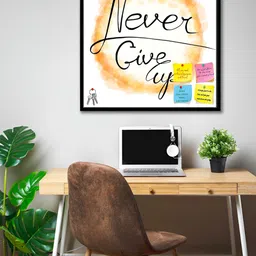 ArtzFolio Black & White Never Give Up D1 Printed Wooden Bulletin Board With Sticky Notes-5