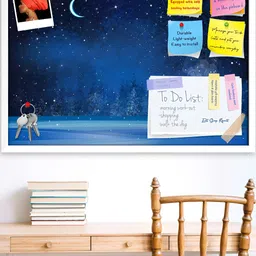 ArtzFolio White Winter Landscape D9 Wooden Bulletin Board With Push Pin & Sticky Notes-28