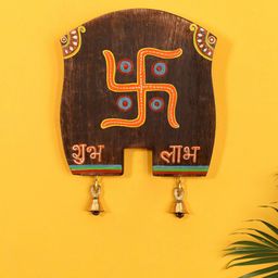 AAKRITI ART CREATIONS Brown 'Swastika' Hanging Board Wall Decor-image-39